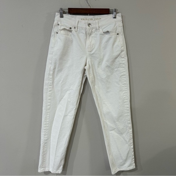 American Eagle White Denim 90’s Straight High Rise Jeans Women’s Size 4 - Picture 4 of 9